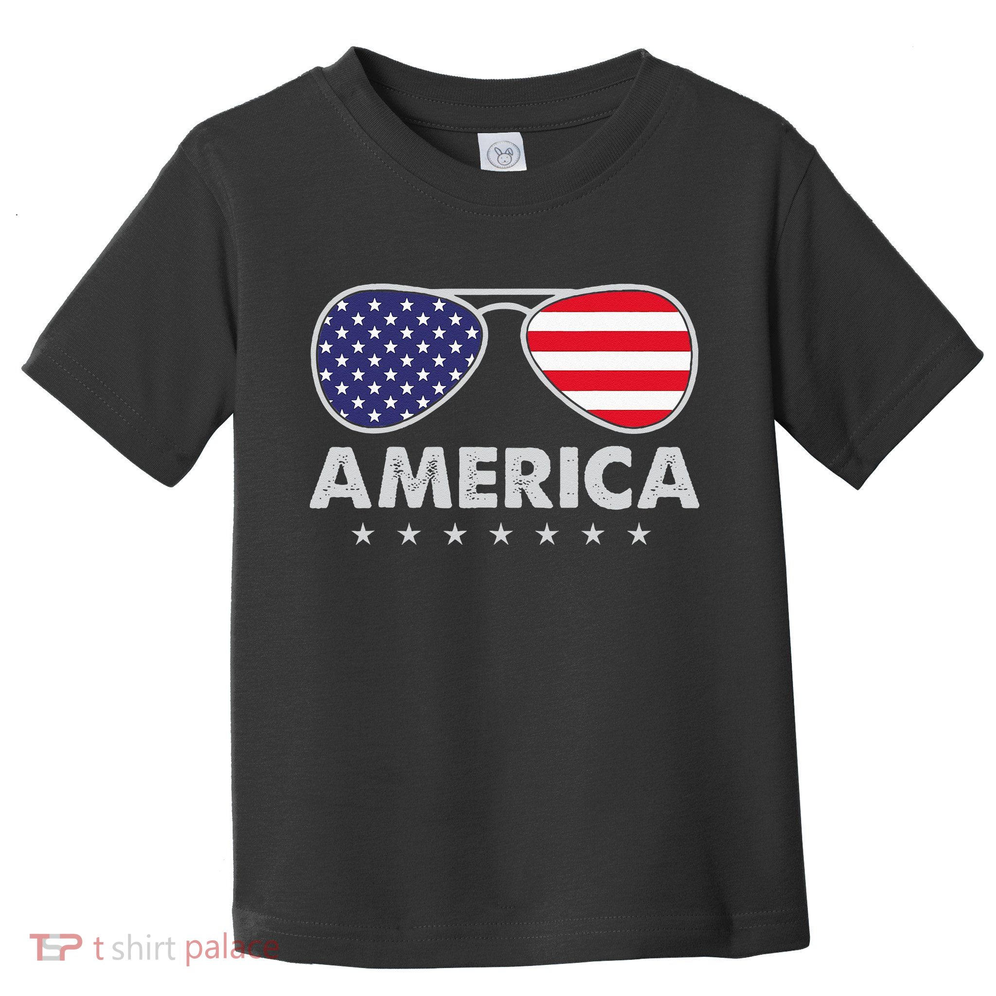 America Independence Day Funny Glasses Flag Toddler T-Shirt