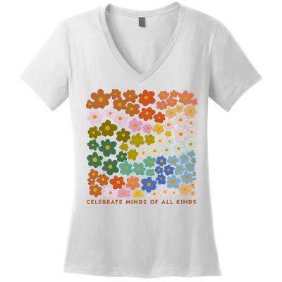 Autism Inclusive Education Celebrate Mind Of All Kind Women's V-Neck T-Shirt