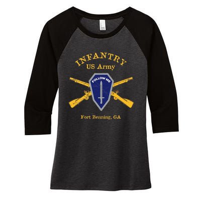 Army Infantry Fort Benning GA Women's Tri-Blend 3/4-Sleeve Raglan Shirt