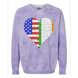 American Irish Flag Heart Meaningful Gift Colorblast Crewneck Sweatshirt