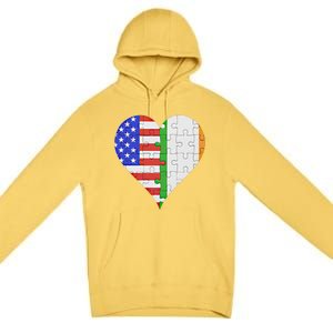 American Irish Flag Heart Meaningful Gift Premium Pullover Hoodie