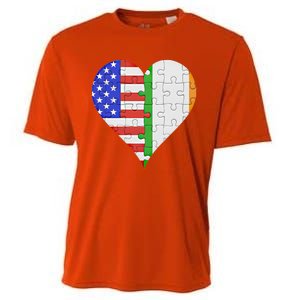 American Irish Flag Heart Meaningful Gift Cooling Performance Crew T-Shirt