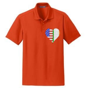 American Irish Flag Heart Meaningful Gift Dry Zone Grid Polo