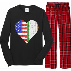 American Irish Flag Heart Meaningful Gift Long Sleeve Pajama Set