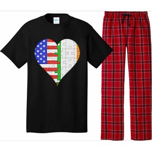 American Irish Flag Heart Meaningful Gift Pajama Set