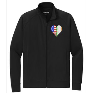 American Irish Flag Heart Meaningful Gift Stretch Full-Zip Cadet Jacket