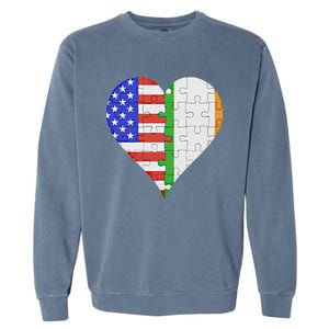 American Irish Flag Heart Meaningful Gift Garment-Dyed Sweatshirt