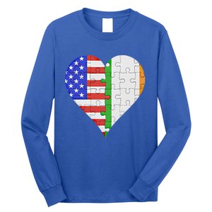 American Irish Flag Heart Meaningful Gift Long Sleeve Shirt