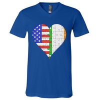 American Irish Flag Heart Meaningful Gift V-Neck T-Shirt