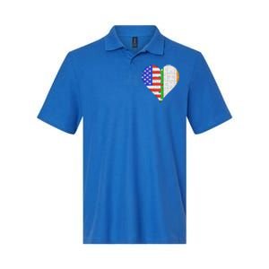 American Irish Flag Heart Meaningful Gift Softstyle Adult Sport Polo