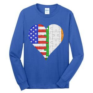 American Irish Flag Heart Meaningful Gift Tall Long Sleeve T-Shirt