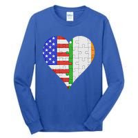 American Irish Flag Heart Meaningful Gift Tall Long Sleeve T-Shirt