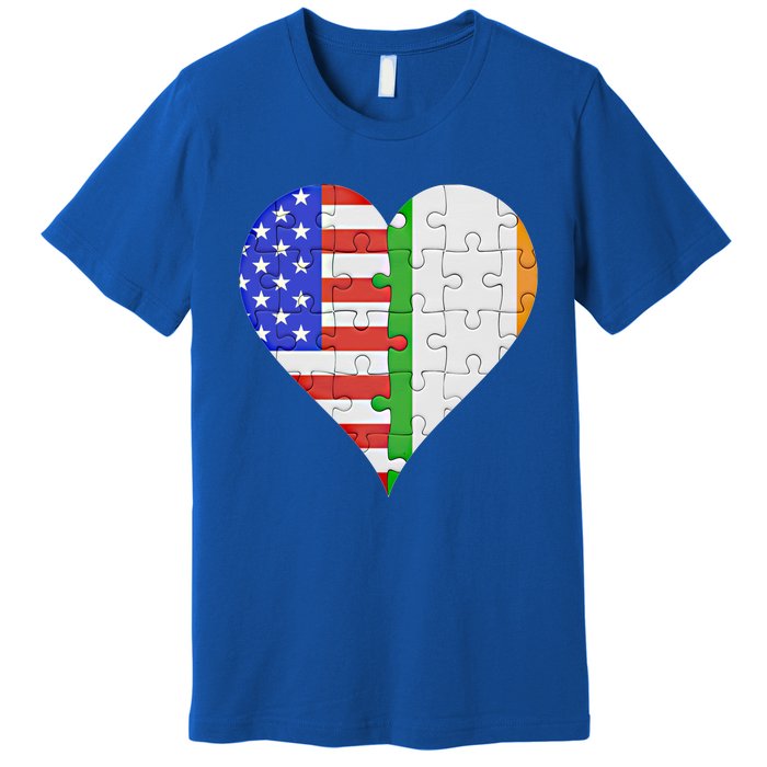 American Irish Flag Heart Meaningful Gift Premium T-Shirt