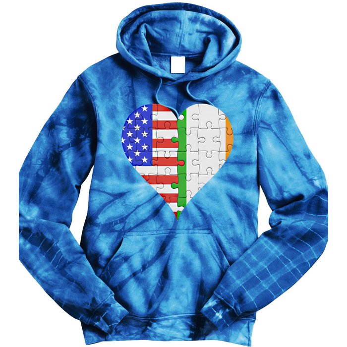 American Irish Flag Heart Meaningful Gift Tie Dye Hoodie