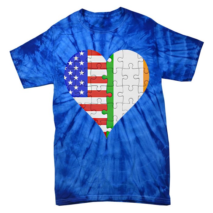 American Irish Flag Heart Meaningful Gift Tie-Dye T-Shirt