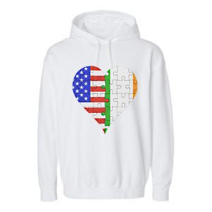 American Irish Flag Heart Meaningful Gift Garment-Dyed Fleece Hoodie