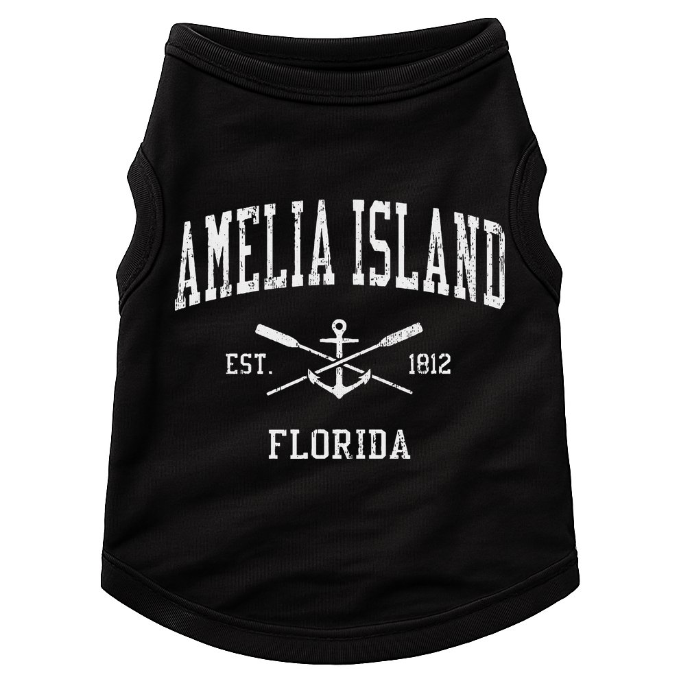 Amelia Island Fl Vintage Crossed Oars & Boat Anchor Sports Doggie Tank