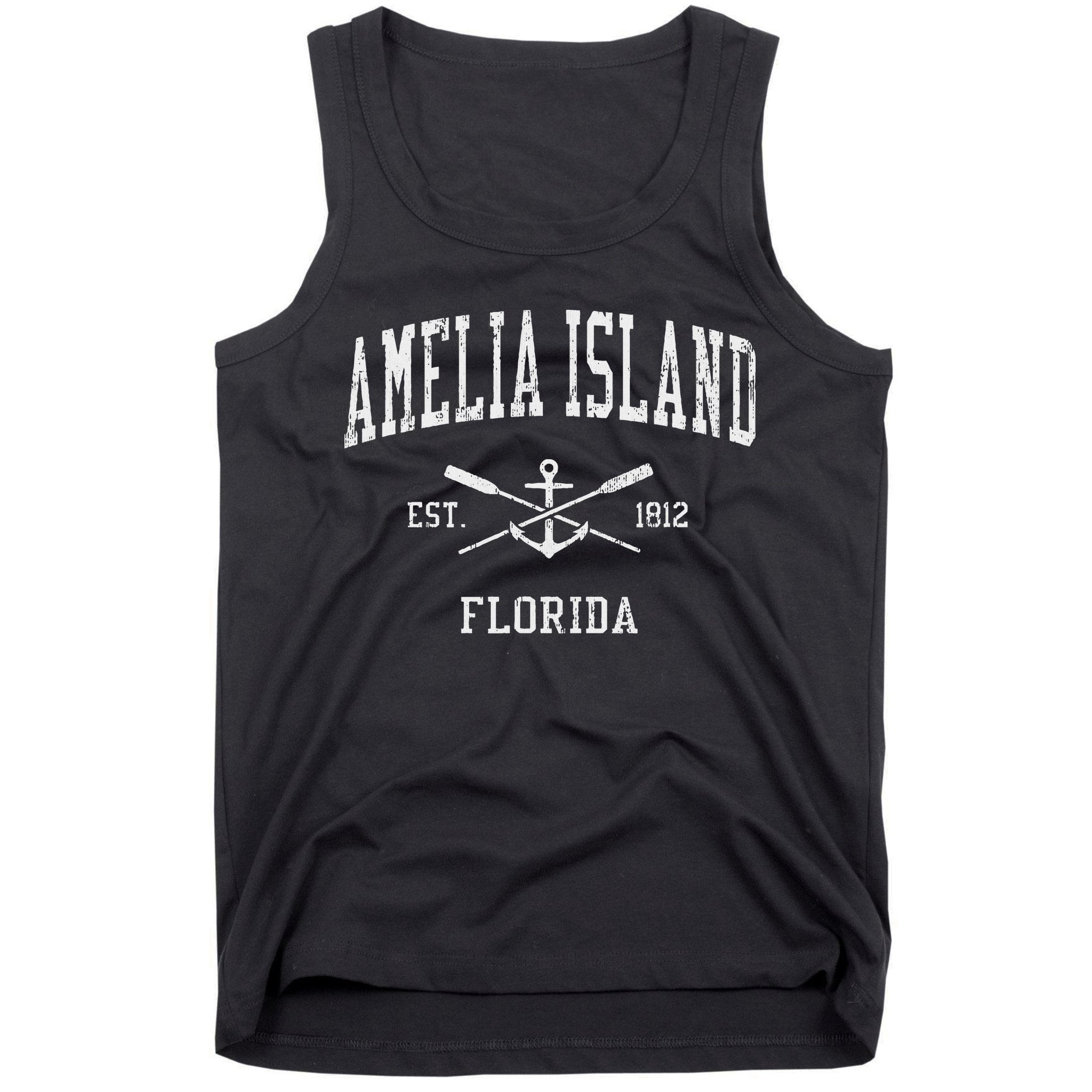 Amelia Island Fl Vintage Crossed Oars & Boat Anchor Sports Tank Top