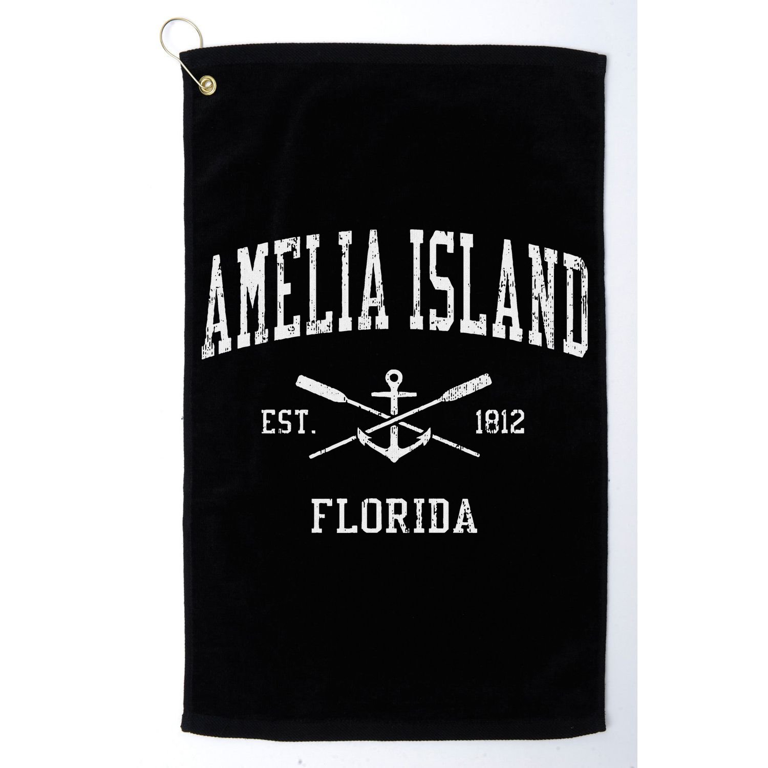 Amelia Island Fl Vintage Crossed Oars & Boat Anchor Sports Golf Towel
