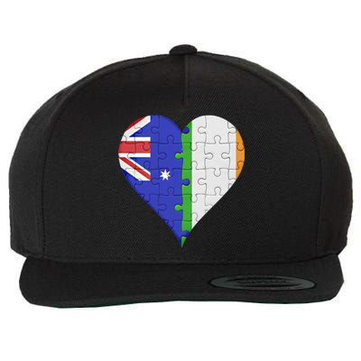 Australian Irish Flag Heart Gift Wool Snapback Cap