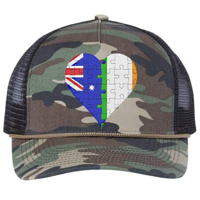 Australian Irish Flag Heart Gift Retro Rope Trucker Hat Cap