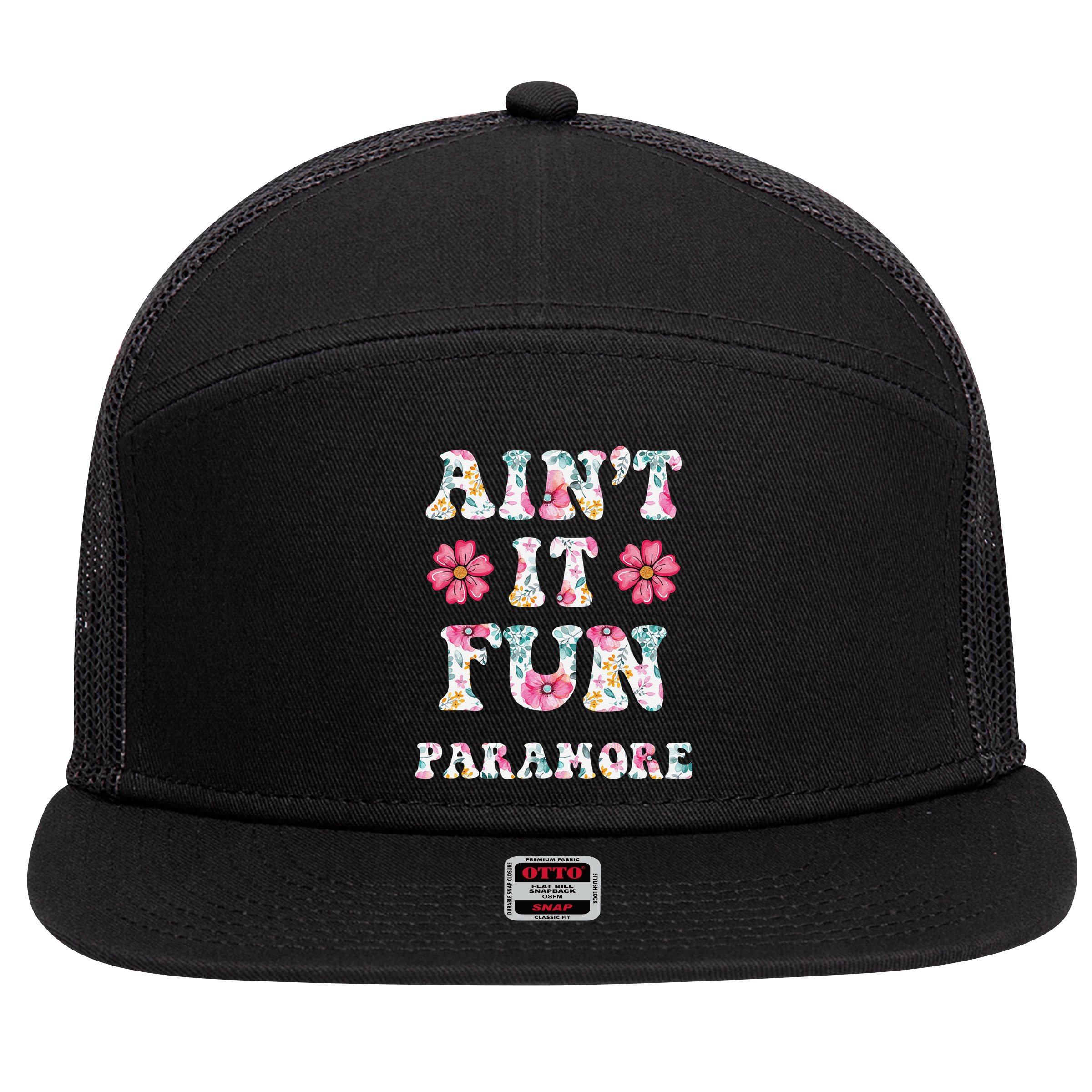 Aint It Fun Paramor.E Floral Music Concert Vintage 7 Panel Mesh Trucker Snapback Hat