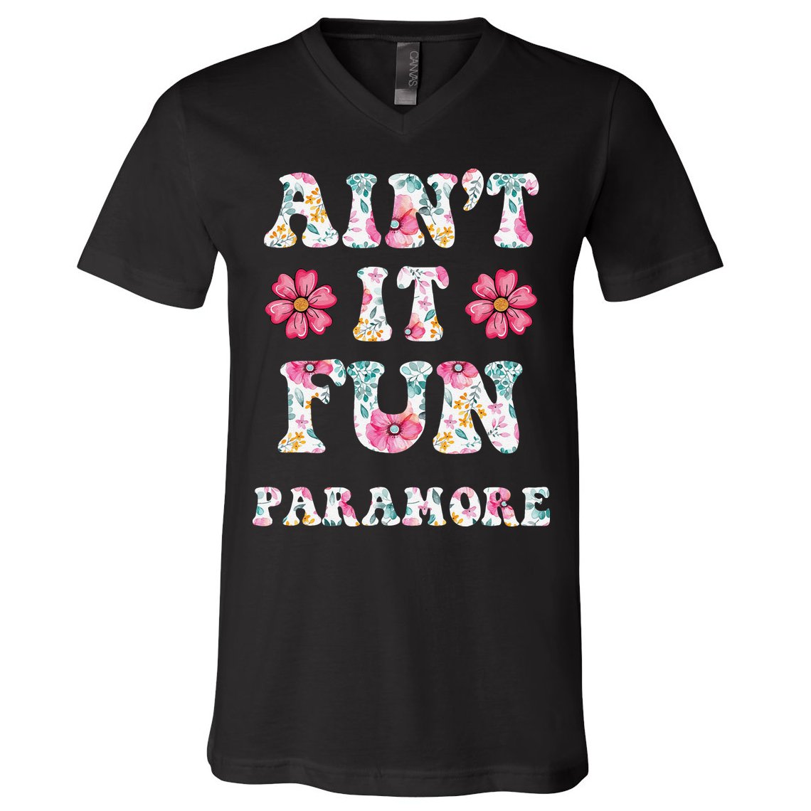 Aint It Fun Paramor.E Floral Music Concert Vintage V-Neck T-Shirt