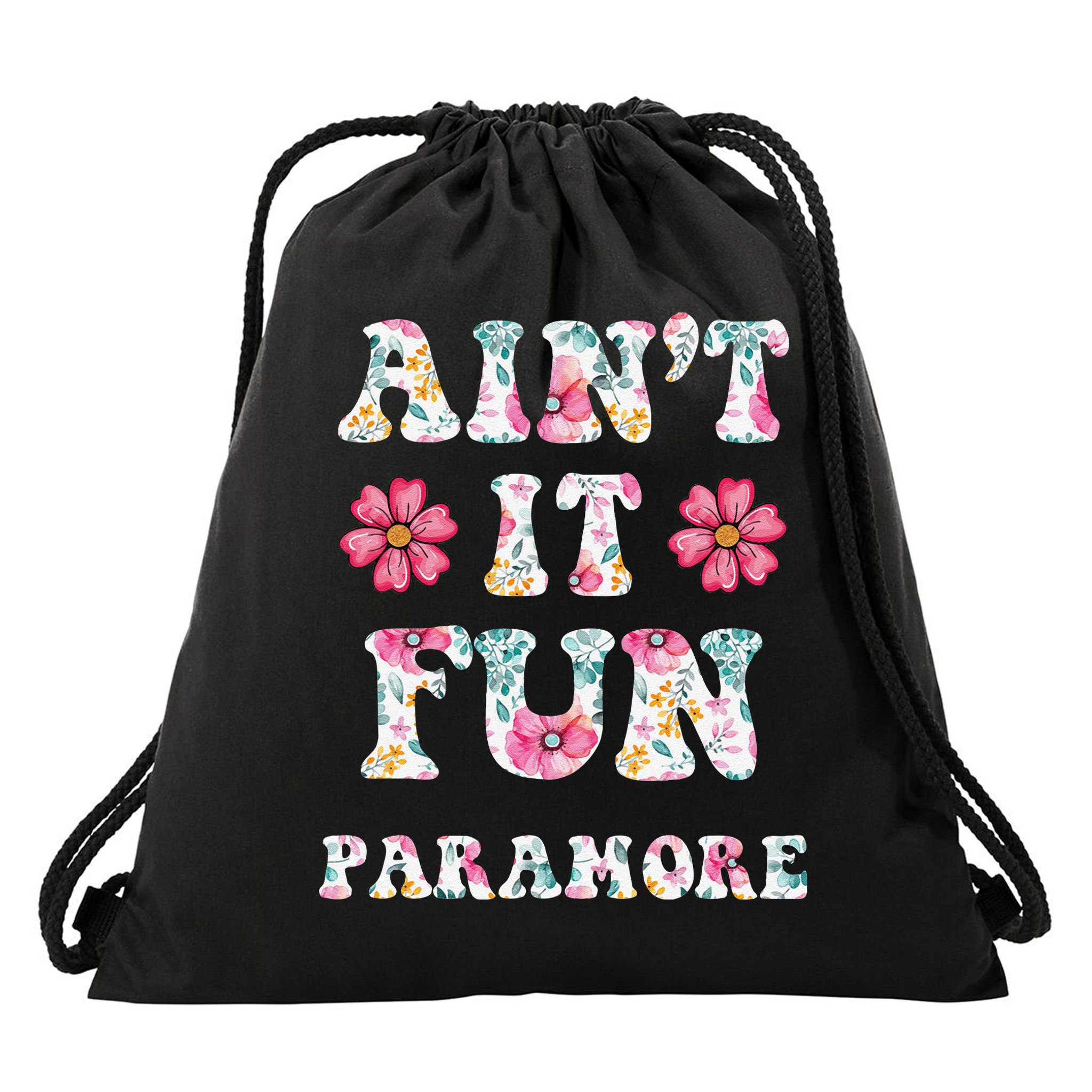 Aint It Fun Paramor.E Floral Music Concert Vintage Drawstring Bag