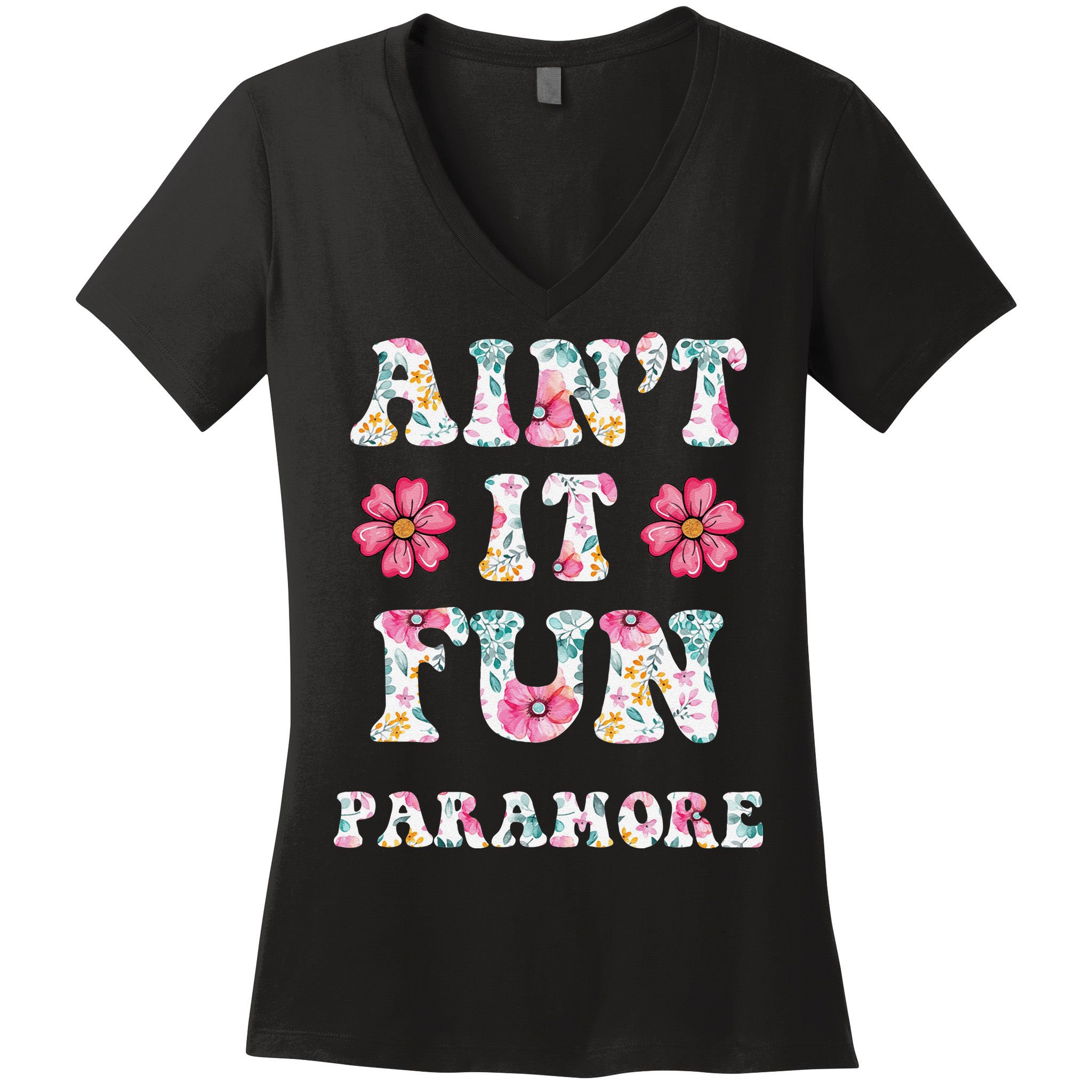 Aint It Fun Paramor.E Floral Music Concert Vintage Women's V-Neck T-Shirt
