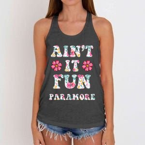 Aint It Fun P.A.R.A.M.O.R.E Floral Music Concert Women's Knotted Racerback Tank