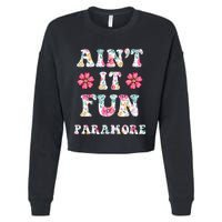 Aint It Fun P.A.R.A.M.O.R.E Floral Music Concert Cropped Pullover Crew