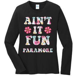 Aint It Fun P.A.R.A.M.O.R.E Floral Music Concert Ladies Long Sleeve Shirt