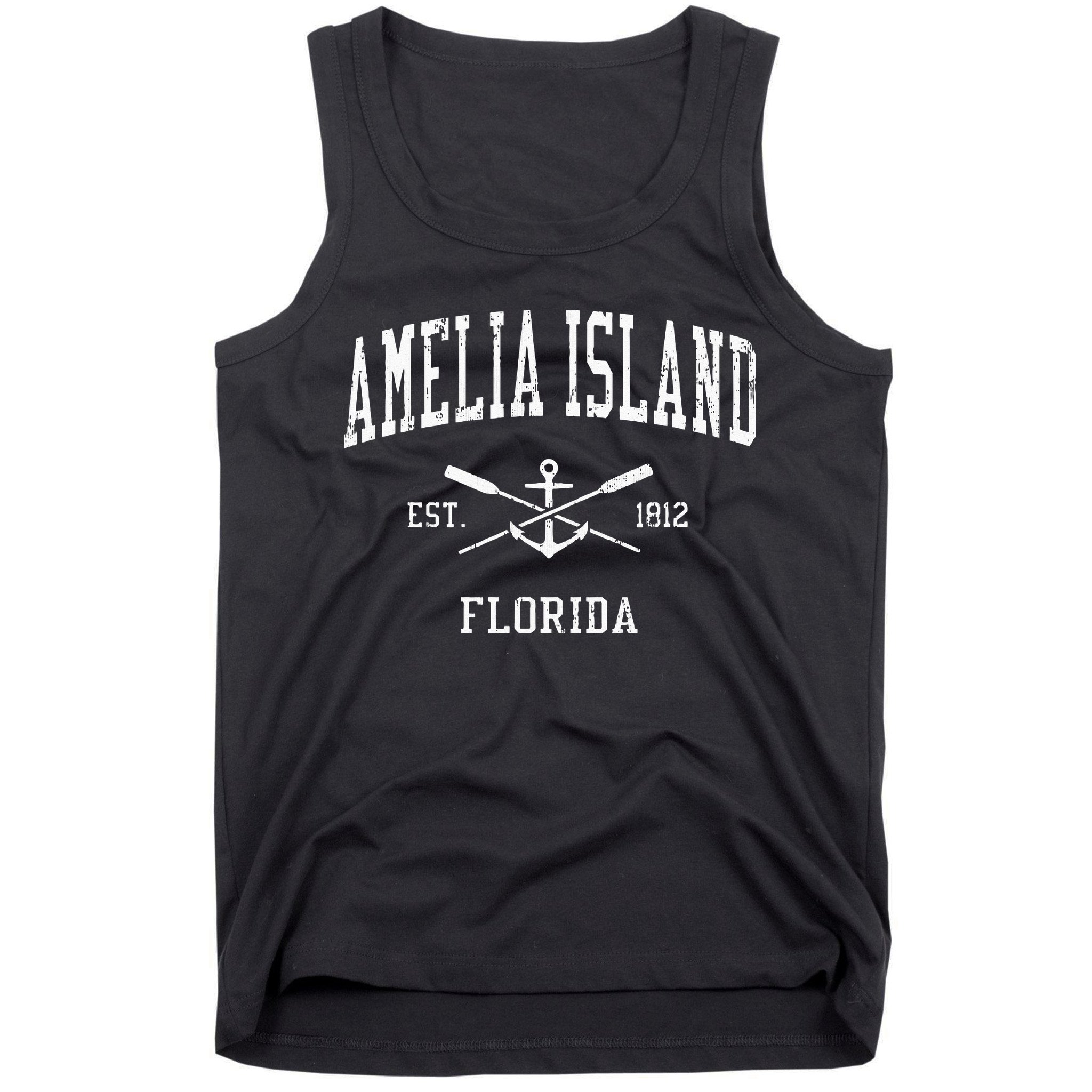 Amelia Island FL Vintage Crossed Oars & Boat Anchor Sports Tank Top