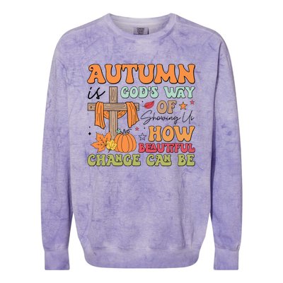 Autumn Is GodS Way Of Showing Us How Beautiful Change Can Be Colorblast Crewneck Sweatshirt