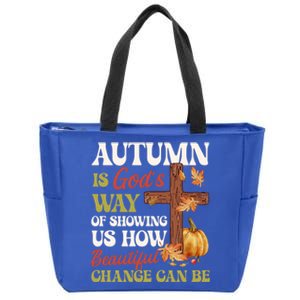 Autumn Is GodS Way Of Showing Us Pumpkin Fall Christian Gift Zip Tote Bag