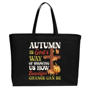 Autumn Is GodS Way Of Showing Us Pumpkin Fall Christian Gift Cotton Canvas Jumbo Tote