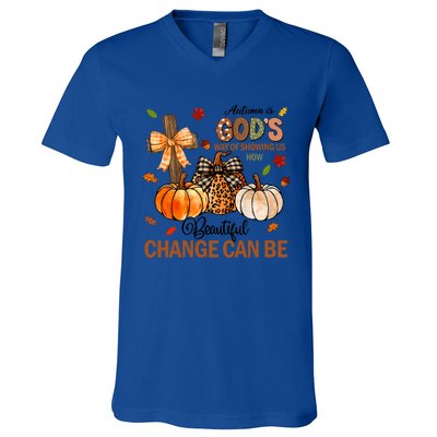 Autumn Is Gods Way Of Showing Us How Beautiful Change Can Be V-Neck T-Shirt