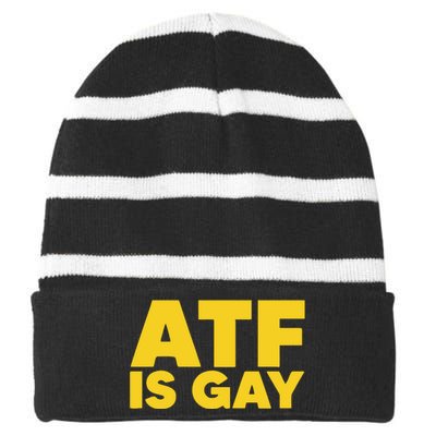 ATF Is Gay Striped Beanie with Solid Band