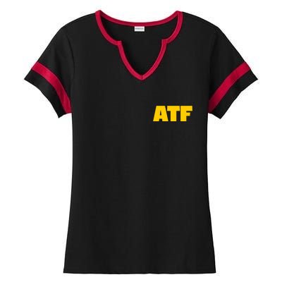 Atf Is Gay Front And Back Human Rights Equality Pride Ladies Halftime Notch Neck Tee