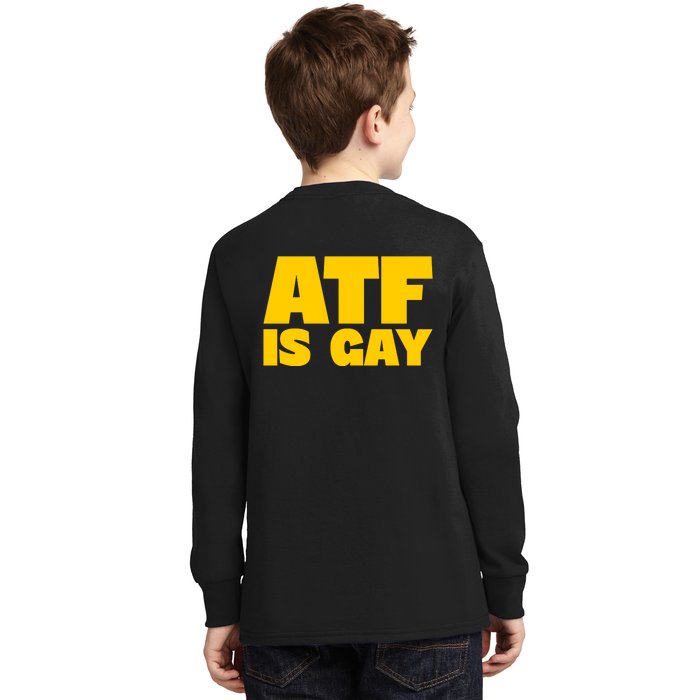 Atf Is Gay Front And Back Human Rights Equality Pride Kids Long Sleeve Shirt