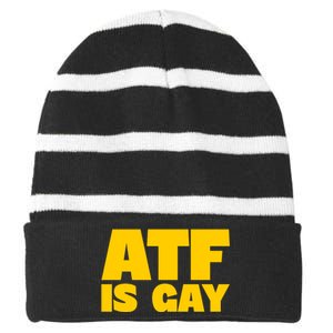 Atf Is Gay Human Rights Equality Pride Striped Beanie with Solid Band