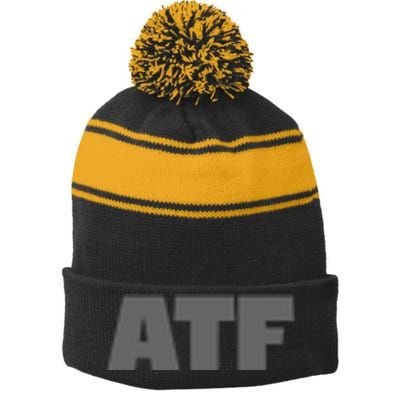 Atf Is Gay Human Rights Equality Pride Greystyle Front And Back Stripe Pom Pom Beanie