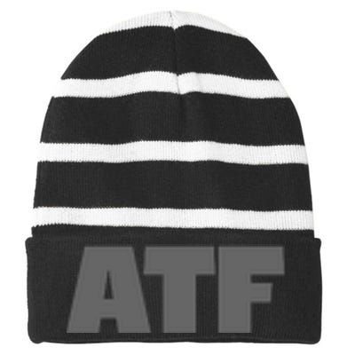 Atf Is Gay Human Rights Equality Pride Greystyle Front And Back Striped Beanie with Solid Band