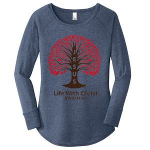 All In Glitch Design Jesus Life With Christ Ministries Women's Perfect Tri Tunic Long Sleeve Shirt