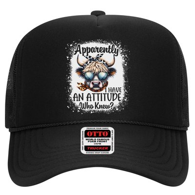 Apparently I Have An Attitude Who Knew Bleached Highland Cow Trucker Hat