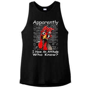 Apparently I Have An Attitude Who Knew Funny Chicken Retro Ladies PosiCharge Tri-Blend Wicking Tank