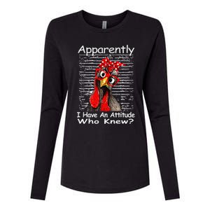 Apparently I Have An Attitude Who Knew Funny Chicken Retro Womens Cotton Relaxed Long Sleeve T-Shirt