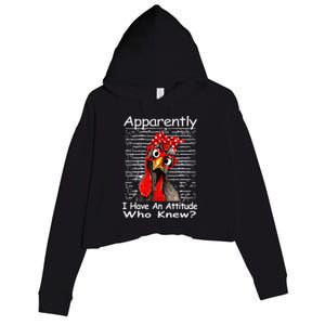 Apparently I Have An Attitude Who Knew Funny Chicken Retro Crop Fleece Hoodie