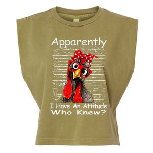 Apparently I Have An Attitude Who Knew Funny Chicken Retro Garment-Dyed Women's Muscle Tee