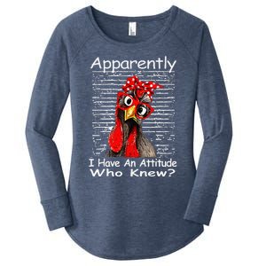 Apparently I Have An Attitude Who Knew Funny Chicken Retro Women's Perfect Tri Tunic Long Sleeve Shirt